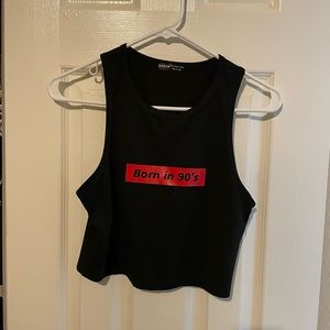 Black "Born in 90's" crop top
